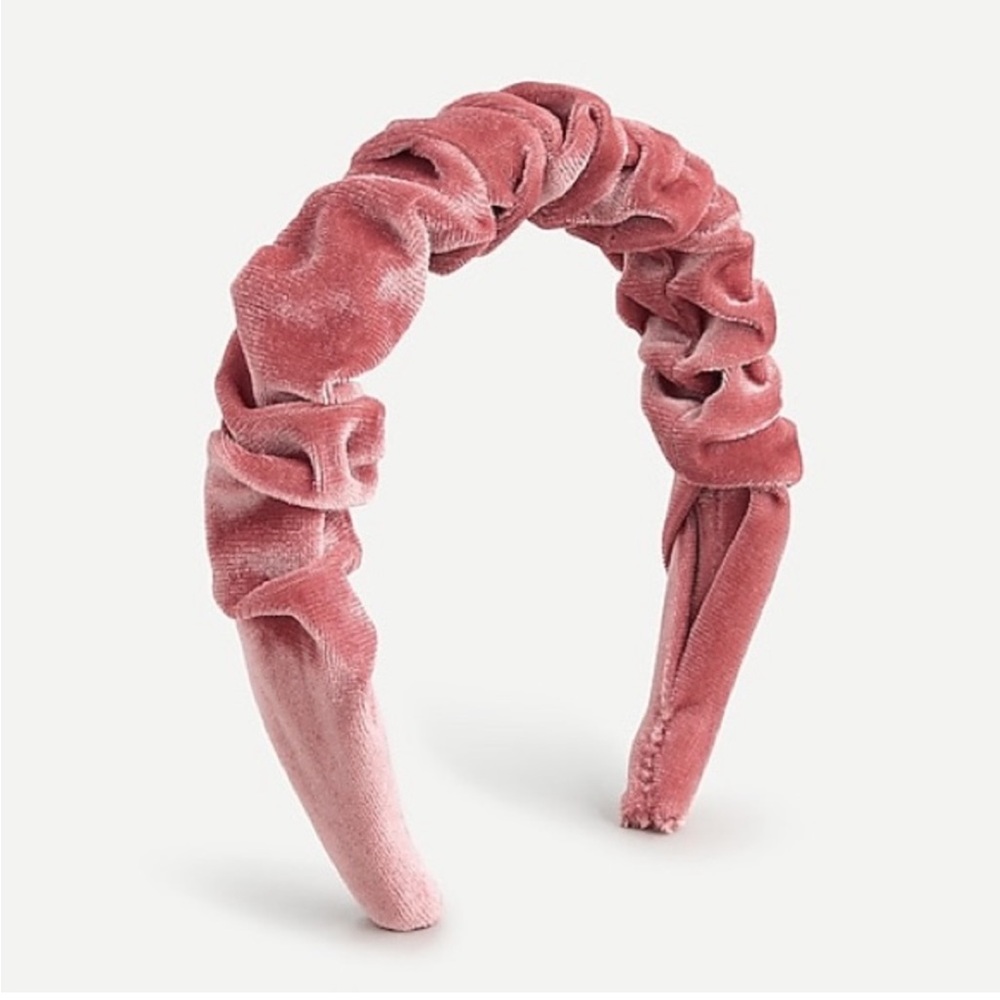 J.Crew Velvet Headband Dusty Pink Ruched Knot Hair Accessory NWOT